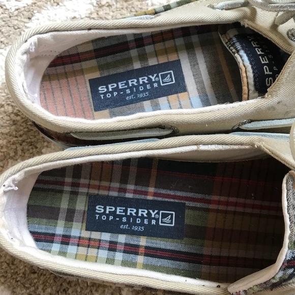 πHPπMenβs Sperry Top-Sider Plaid Boat Shoes - Picture 2 of 8